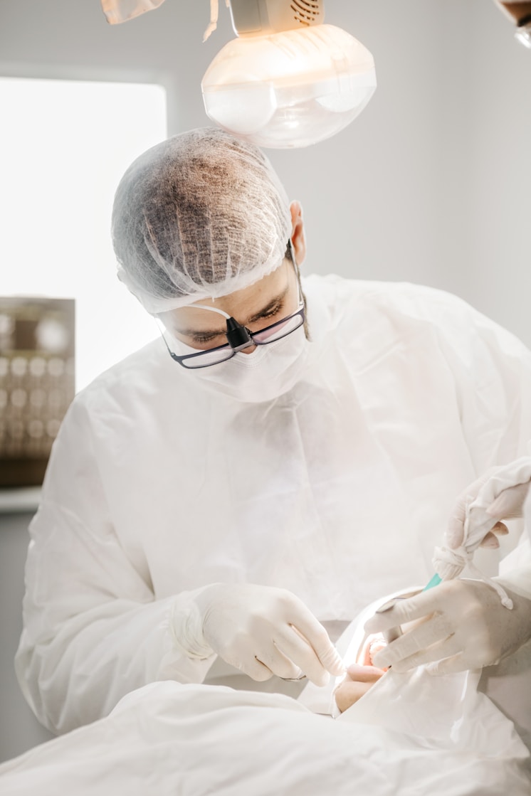 Dentist performing a procedure